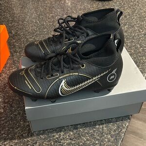 Nike Superfly 8 Elite FG Black and Gold Speed Cleats